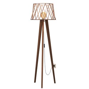 Luminária de Chão Tripé Onix com Cúpula Redonda em Aço:bronze