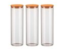 Ver imagem 1 de Kit 3 Potes de Vidro Hermético 2000ml com Tampa de Madeira Bambu Porta Condimentos