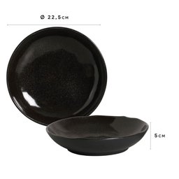 Conjunto C/ 6 Pratos Fundo Bio Stoneware Black Sand Ø 22,5cm - 4