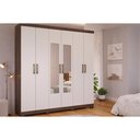 Ver mais imagens de Guarda Roupa Casal 6 Portas (2 C/ Espelho) e 3 Gavetas Clara Cinamomo/off White - Panan