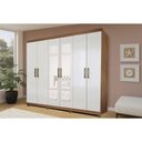 Ver imagem 1 de Guarda Roupa Casal 6 Portas (2 C/ Espelho) e 3 Gavetas Clara Cinamomo/off White - Panan