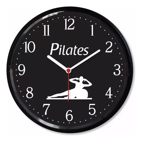 Relogio Parede Pilates Yoga Preto Decoracao Academia Studio Fitness Exercicio Fisico Presente - 1