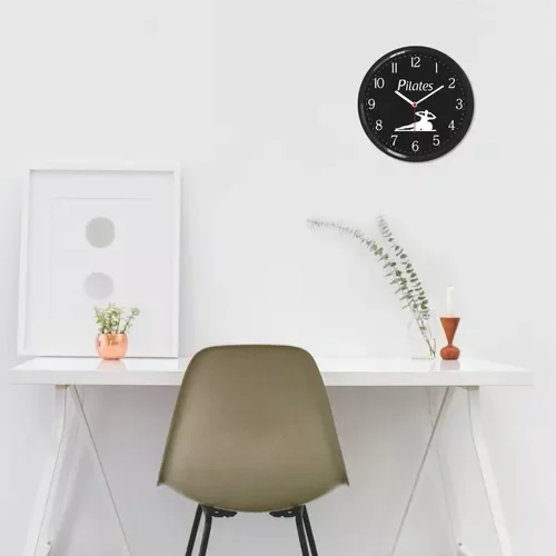 Relogio Parede Pilates Yoga Preto Decoracao Academia Studio Fitness Exercicio Fisico Presente - 2