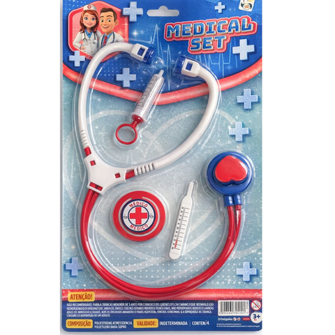 Kit Médico Infantil com Estetoscópio e Acessórios