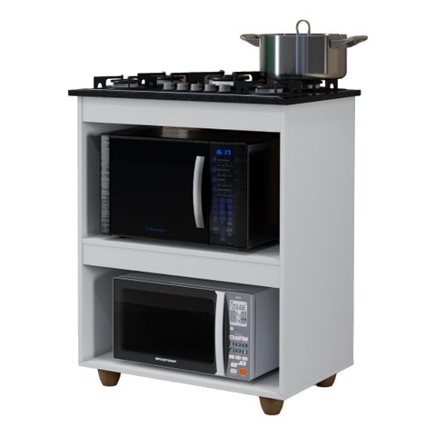 Balcão para Cooktop Turim Kaiki Móveis Armario Espaço Forno Microondas Recorte 5 Bocas