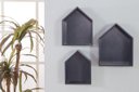 Ver imagem 1 de Trio de Nichos Prateleiras Casinha Mdf Azul Marinho