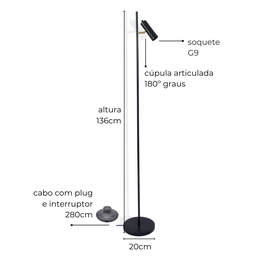 Luminária de Piso Abajur Chão Sofhie Branco - 2