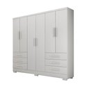 Ver imagem 2 de Guarda Roupa Solteiro com Pés 6 Portas 6 Gavetas - Encant-branco - Móveis Novo Horizonte