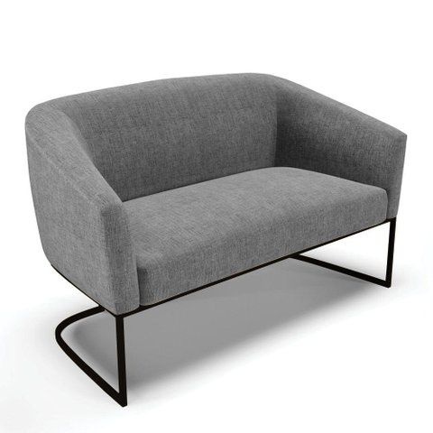 Sofá Namoradeira 2 Lugares Base Industrial Preto Stella Linho D03 - D'Rossi Cor A26 Gafite