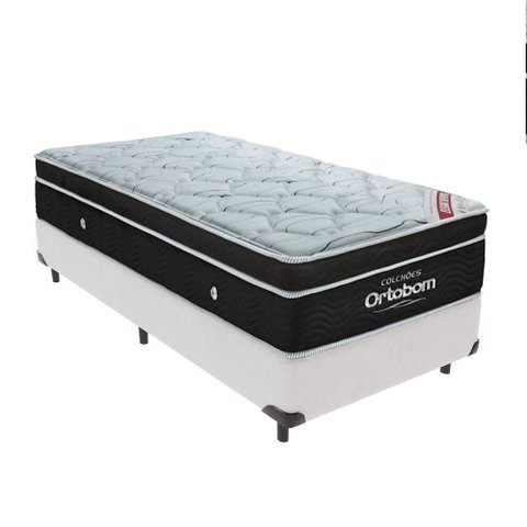 Cama + Box Colchão Molas Ensacadas Solteiro Ortobom Elegant Pillow Branco