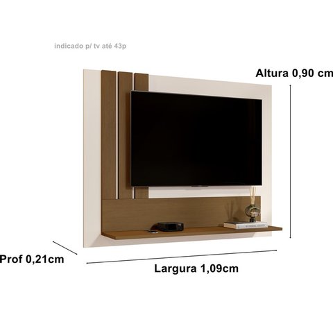 Painel TV Sala Até 43 Polegadas Summer - Off White / Nature - JM Casa dos Moveis