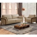 Ver imagem 3 de Kit Sofá 03 Lugares 222cm com 02 Poltronas Stefan Pés Madeira M03 Linho Bege Escuro - Lyam Decor