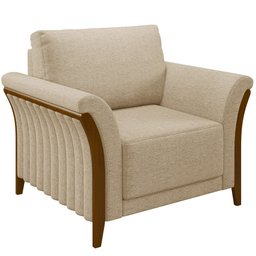 Kit Sofá 03 Lugares 222cm com 02 Poltronas Stefan Pés Madeira M03 Linho Bege Escuro - Lyam Decor - 4