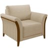 Kit Sofá 03 Lugares 222cm com 02 Poltronas Stefan Pés Madeira M03 Linho Bege Escuro - Lyam Decor - 4
