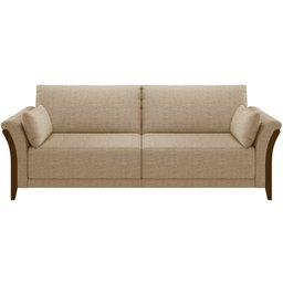 Kit Sofá 03 Lugares 222cm com 02 Poltronas Stefan Pés Madeira M03 Linho Bege Escuro - Lyam Decor - 7
