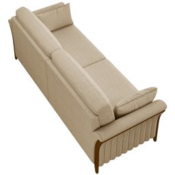 Kit Sofá 03 Lugares 222cm com 02 Poltronas Stefan Pés Madeira M03 Linho Bege Escuro - Lyam Decor - 10