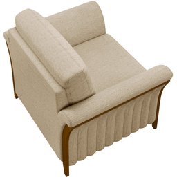 Kit Sofá 03 Lugares 222cm com 02 Poltronas Stefan Pés Madeira M03 Linho Bege Escuro - Lyam Decor - 2