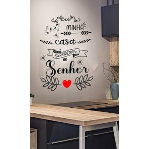 Adesivo de Parede Eu e Minha Casa Serviremos Ao Senhor:42 X 60 Cm