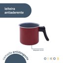 Ver imagem 2 de Leiteira antiaderente de alumínio com tampa de vidro 12cm - Oikos