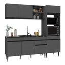 Ver imagem 3 de Cozinha Modulada Compacta 7 Portas MDF MDP 211,5cm Cinza