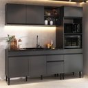 Ver imagem 1 de Cozinha Modulada Compacta 7 Portas MDF MDP 211,5cm Cinza