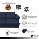 Ver imagem 3 de Sofá Retrátil Manual Sala de Estar Nolan Bipartido 257cm Conforto Premium em Couro Azul Marinho G58