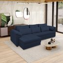 Ver imagem 1 de Sofá Retrátil Manual Sala de Estar Nolan Bipartido 257cm Conforto Premium em Couro Azul Marinho G58