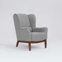 Ver imagem 3 de Poltrona Decorativa Realeza Base Madeira Linho Cinza Elefante - Larbelle