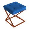 Conjunto 2 Banquetas Tokyo com 2 Puffs Base Bronze Suede Azul Royal - 2