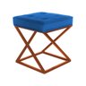 Conjunto 2 Banquetas Tokyo com 2 Puffs Base Bronze Suede Azul Royal - 5