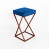 Conjunto 2 Banquetas Tokyo com 2 Puffs Base Bronze Suede Azul Royal - 7