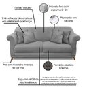 Ver imagem 7 de Sofá Living 2 Lugares 1,80m Vênus Veludo Cinza Grafite Pés Castanho - Pallazio