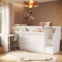 Ver imagem 1 de Cama Infanto Juvenil BI842BCBC com Escrivaninha e Balcão MDP Branco Solteiro Completa Móveis