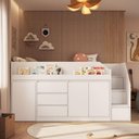 Ver imagem 2 de Cama Infanto Juvenil BI842BCBC com Escrivaninha e Balcão MDP Branco Solteiro Completa Móveis