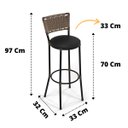 Ver imagem 5 de Kit 2 Bancos Alto Com Encosto Juncado Bar Balcao Bistro Cozinha Americana