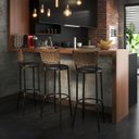 Ver imagem 6 de Kit 2 Bancos Alto Com Encosto Juncado Bar Balcao Bistro Cozinha Americana