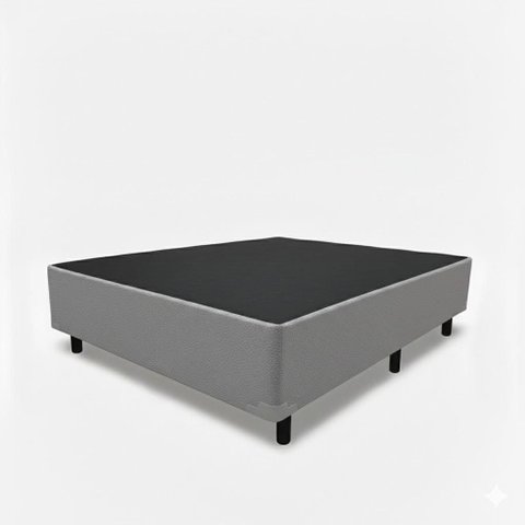 Base Cama Box Casal (138x188x40) - Corino Cinza