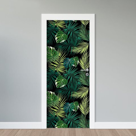 Adesivo de Porta - Folhagem Tropical 1