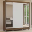 Ver imagem 1 de Guarda-Roupa Casal com Pés 3 Portas de Correr com Espelhos Reno Madesa