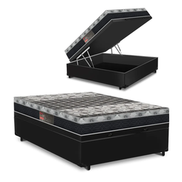 Cama Box Com Baú Casal + Colchão De Molas - Castor - Class Tecnopedic One Face - 1