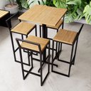Ver imagem 1 de Conjunto Mesa Alta Bar Bistrô Quadrada 4 Banquetas Confort Pinus Industrial Black Don Castro Decor I