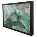 Ver imagem 1 de Quadro Decorativo Caixa Alta com Vidro Abstrato Mármore Verde Safira TaColado Moldura Preta 120 x 80