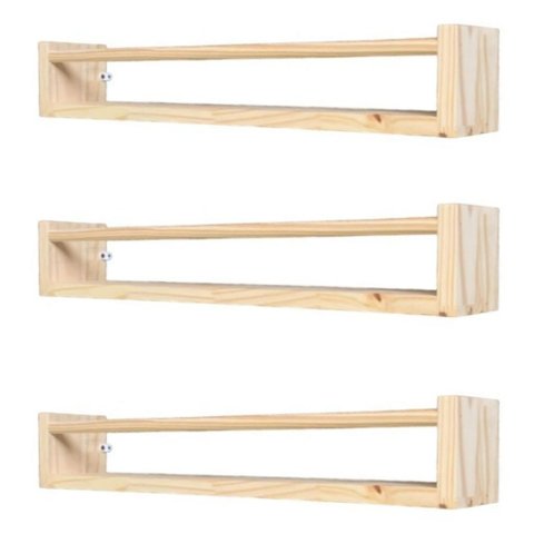 3 Prateleira de Madeira Organizadora Dulce Slim 60 Cm