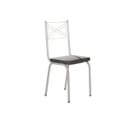 Ver imagem 2 de Conjunto De Mesa Tubular Malva 75X75 cm Vidro Branco Com 4 Cadeiras 119 Branco Assento Platina Artef