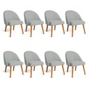 Ver imagem 1 de Kit 08 Cadeiras Poltrona de Jantar Luna Suede Cinza Pés Palito Castanho