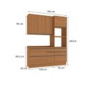 Ver imagem 2 de Conjunto Armários de Cozinha 1,90m 4 Peças Balcão com Aéreo e Torre para 2 Fornos Maxxi Canela Kappe