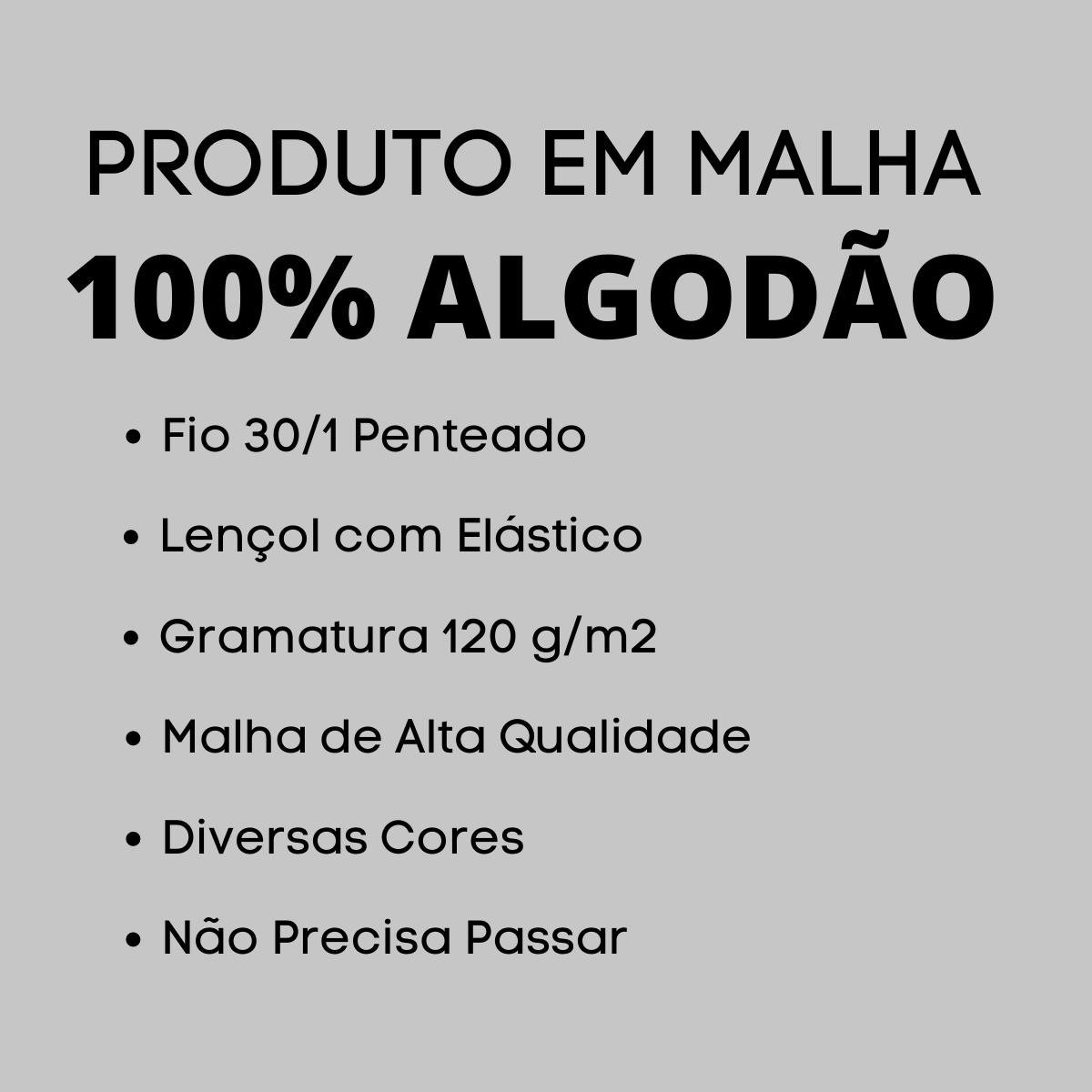 Jogo de Cama Casal Liso Malha 100% Algodão Com Elástico Cor:Branco - 5