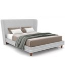 Ver imagem 2 de Cabeceira Queen Nilo 160cm com Cama Pés Madeira Suném P05 Linho Cinza Claro Bouclê Cru - Lyam Decor
