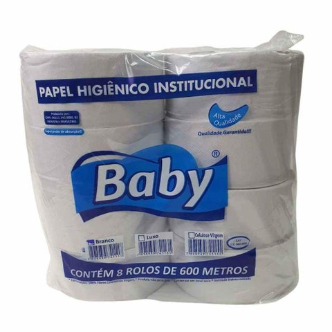Papel Higiênico Rolão Branco Baby Big com 8 Un