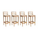 Ver imagem 2 de Kit 4 Banquetas Madeira Mel Bandada com Encosto Palha Rattan:Mel com Palha